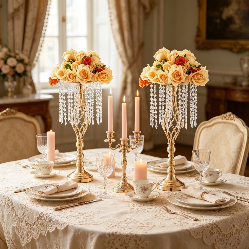 Elegant Tall Gold Crystal Flow - Florist Supply Vases review and price