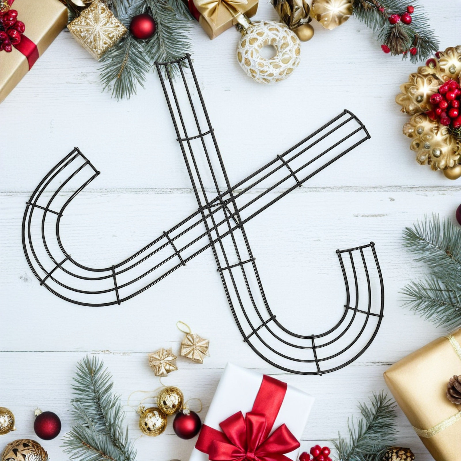 2Pcs Christmas J-Shaped Wreath - Wreath Form Wire review and price